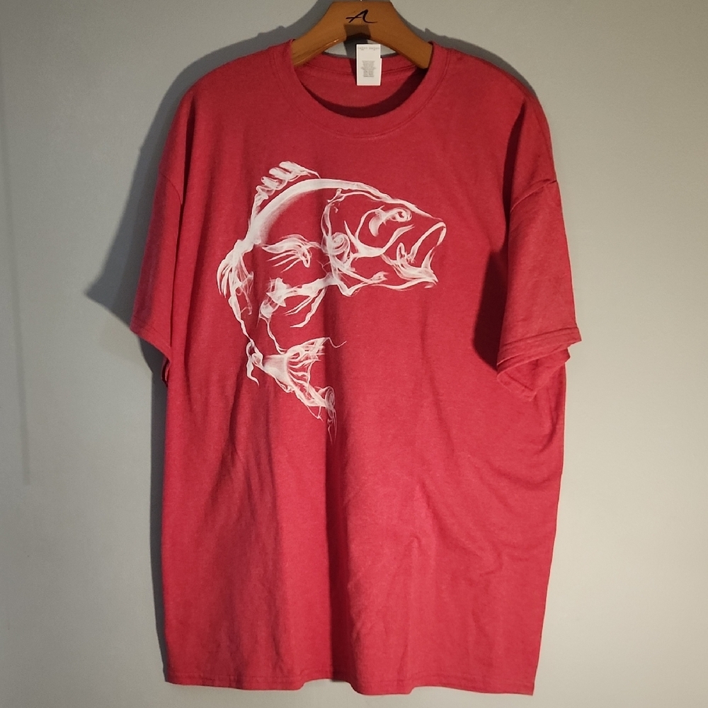 Gildan Red Tee with Fish Design